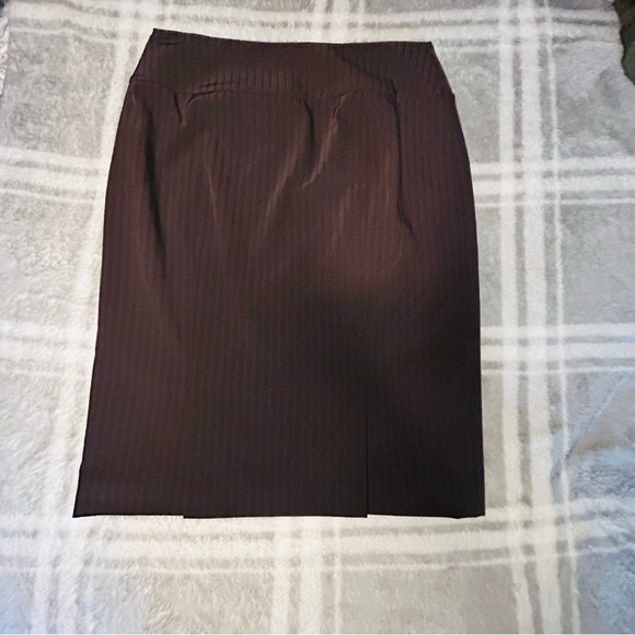Antonio Melani brown bodycon sz 0 Double back slit mini skirt textured pinstripe - Picture 7 of 9